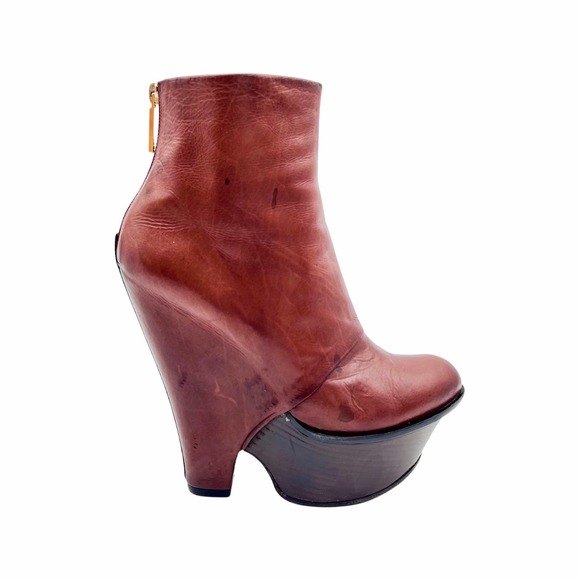 Baldan | Congac platform wedge ankle booties | Size 38 - Picture 3 of 10